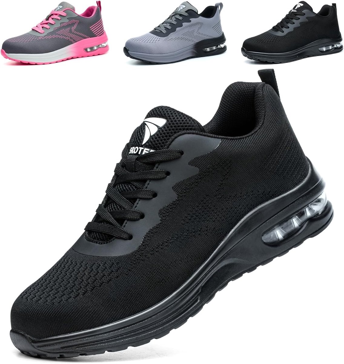 Safety Shoes Work Shoes for Women and Men, Lightweight Breathable Steel Toe Shoes, Sporty Protective Shoes, Non-slip - ShopVlot