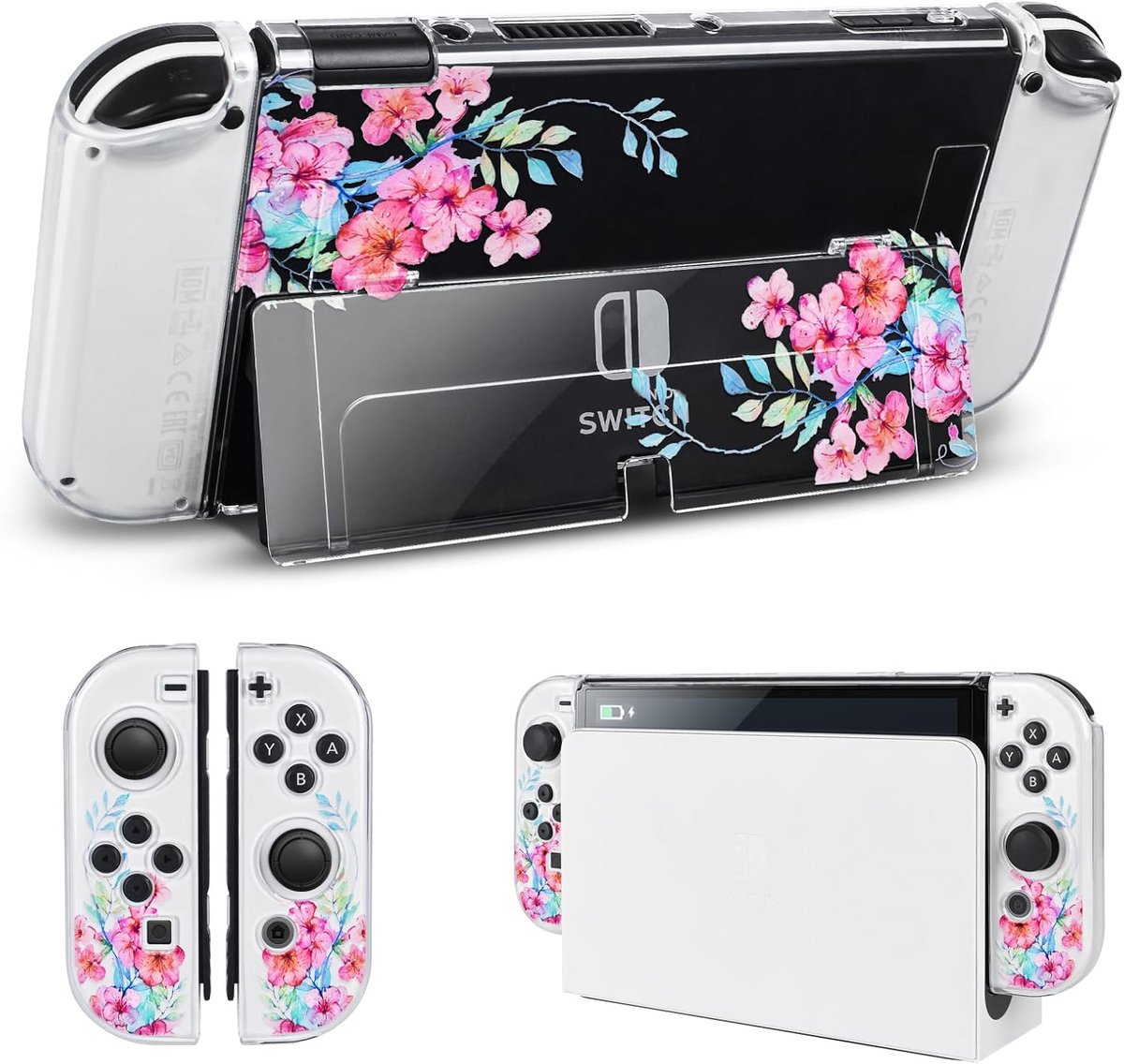 DLseego Protective Case Compatible with Switch OLED, Switch OLED Accessories, Dockable Transparent PC Cover, with - ShopVlot