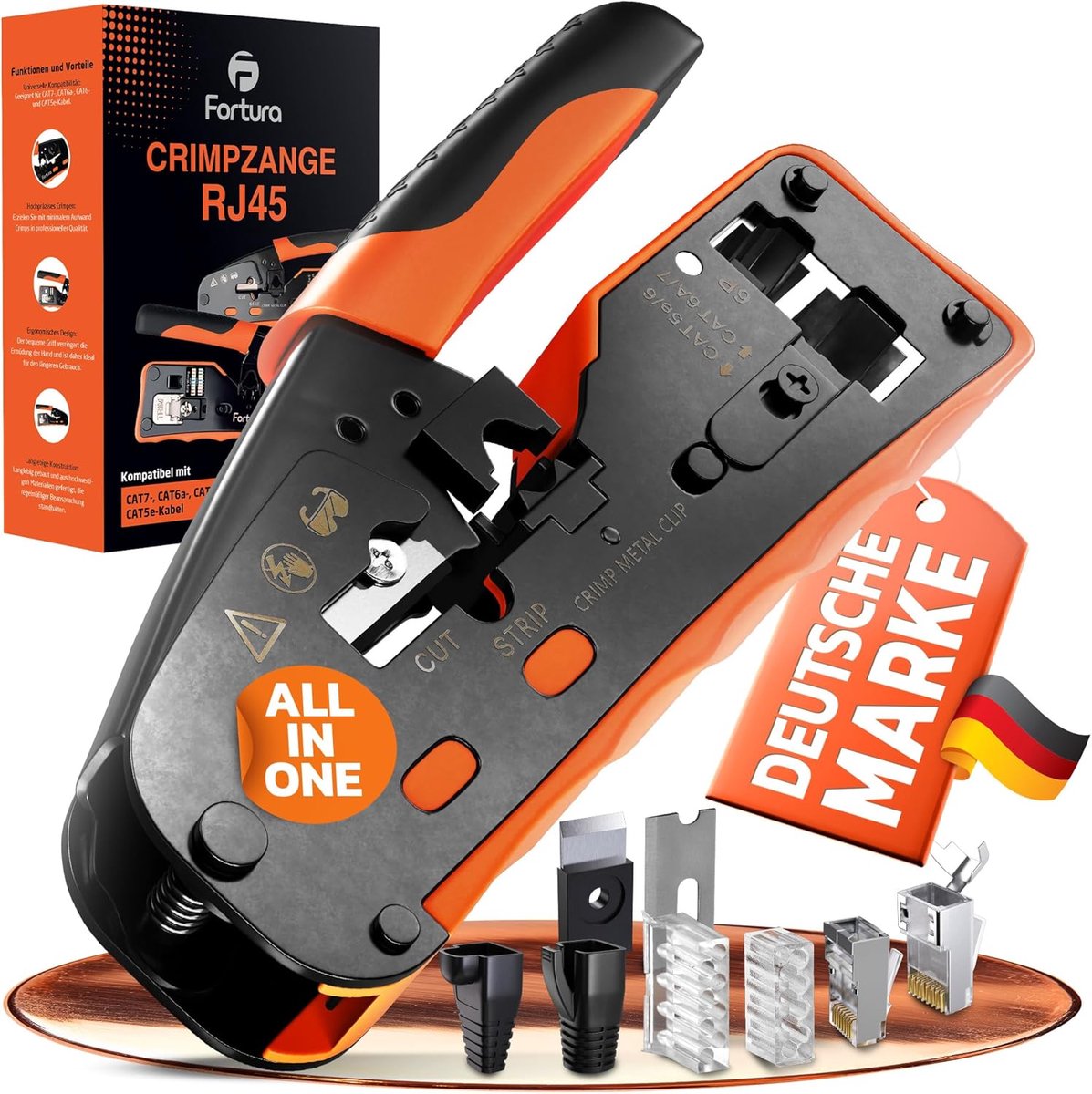 Fortura rj45 Crimping Pliers / CAT7, CAT6a, CAT6, CAT5e /RJ11, RJ12 / Network Tool Set/Crimping Pliers Network Plug - ShopVlot