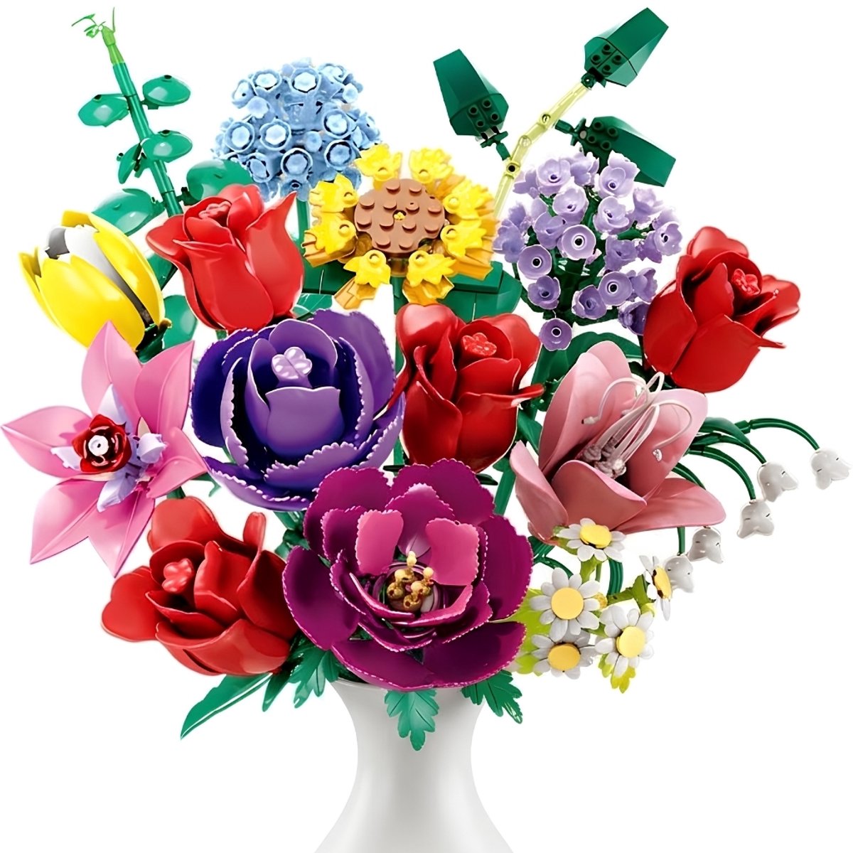 Zhe Gao 11304 Kleurrijke bloemen bouwset | Botanical Flowers Collection modelbouw | Classic Creator STEM bouwpakket | Educatief decoratie Kunstbloemen boeket niet geschikt Lego | bouwdoos 907 bouwstenen