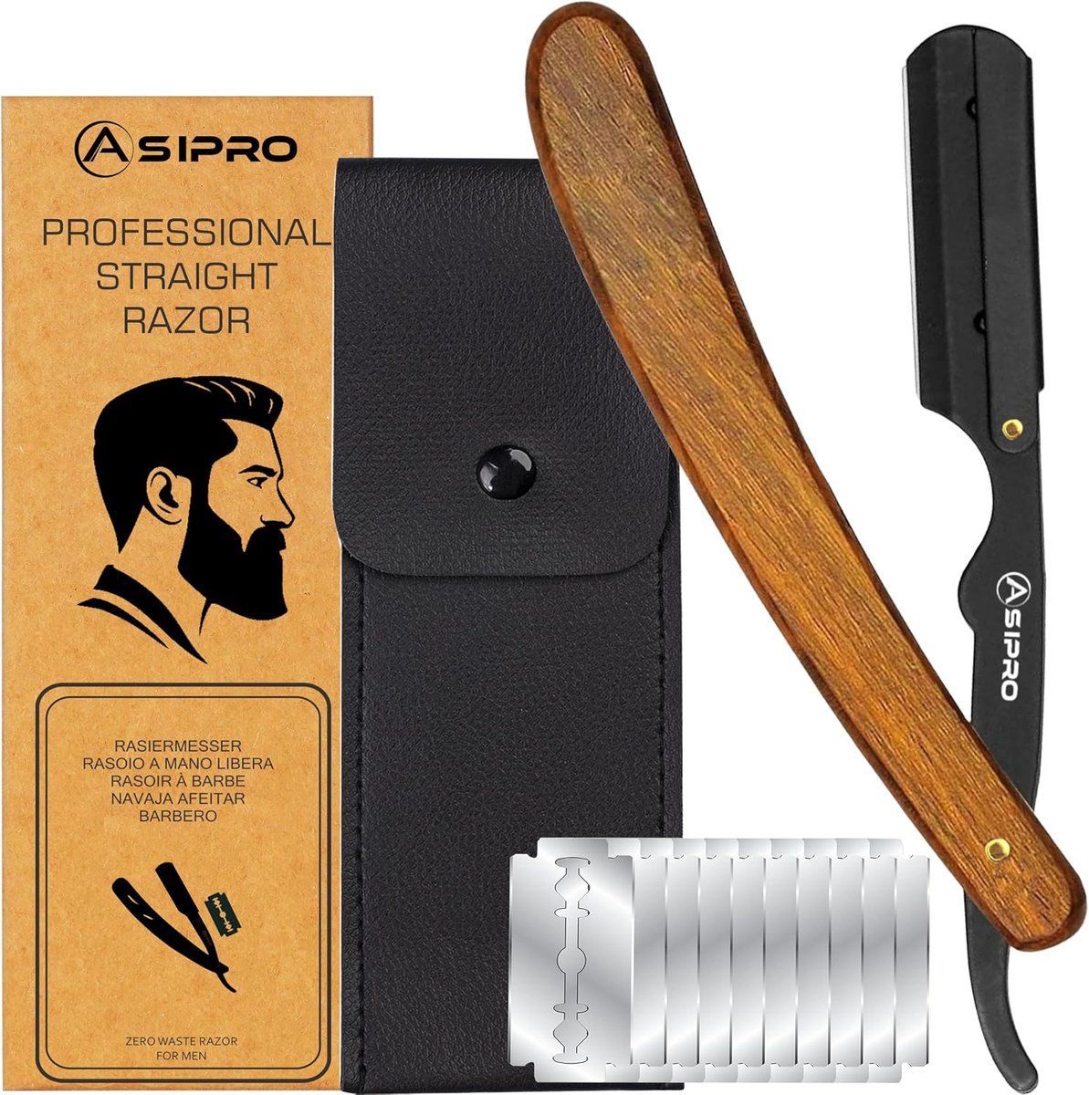 Razor Barber with 10 Razor Blades and Pencil Case Professional Baber Razor Classic Traditional Barber Razor Premium - ShopVlot