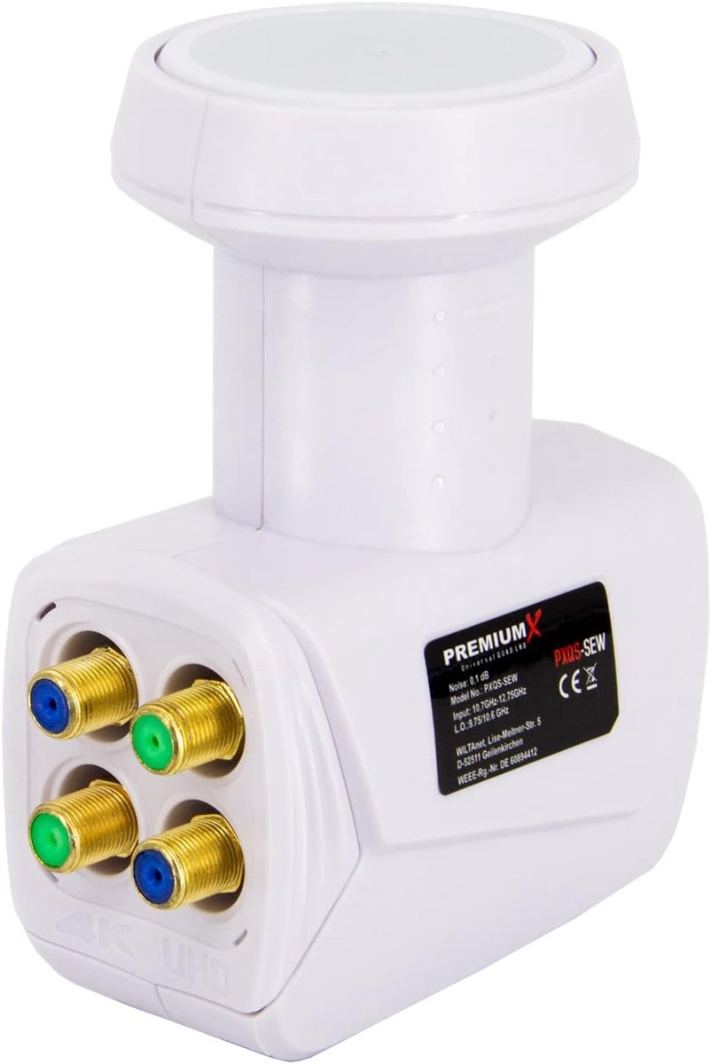 PremiumX Quad LNB for 4 users - TV signal converter with weather resistance - White digital satellite LNB - ShopVlot
