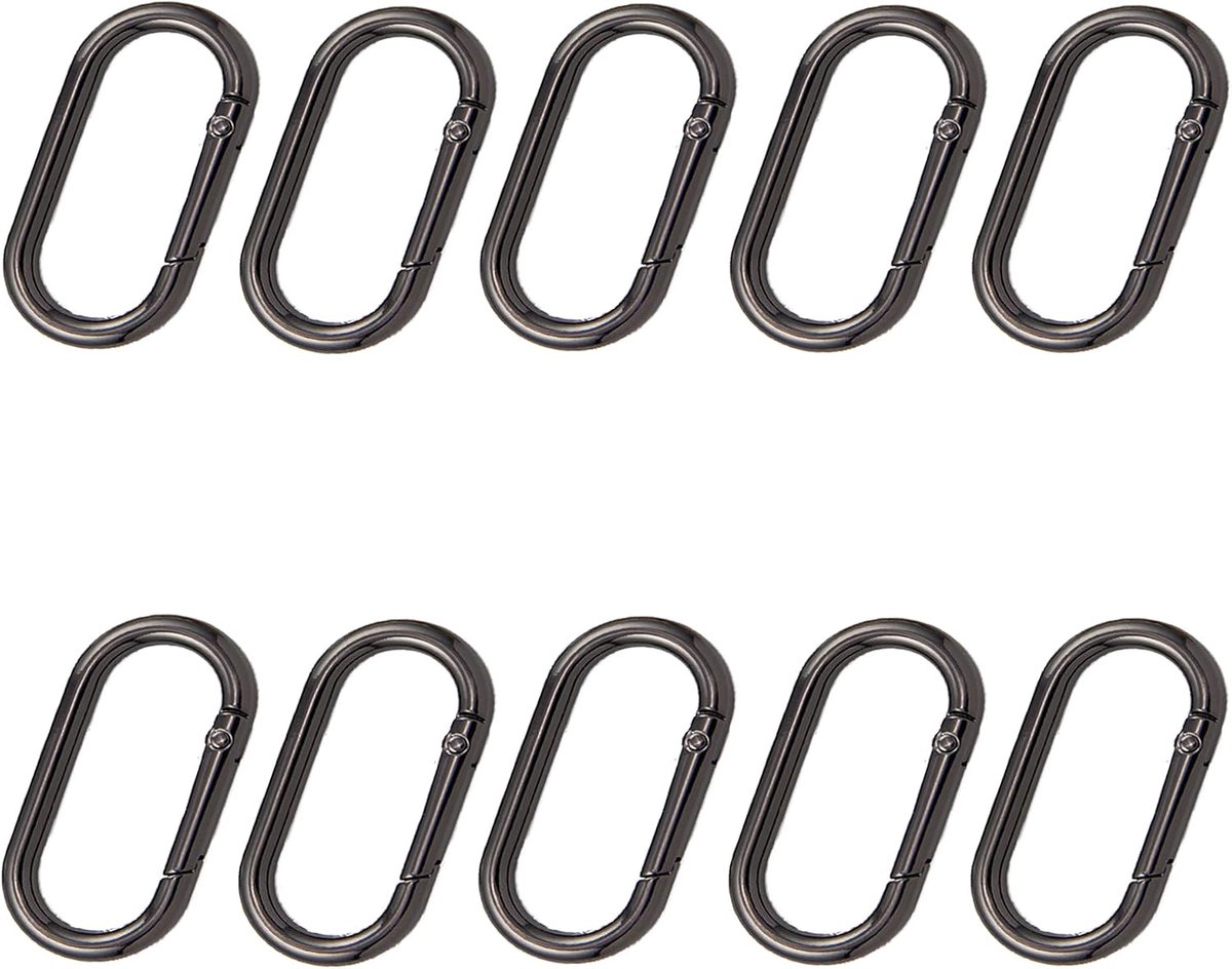 10pcs Oval Carabiner Hooks 37mm Oval Spring Buckle Clip Carabiner Key Chain Zinc Alloy Carabiner Clip Bag Key Chain - ShopVlot