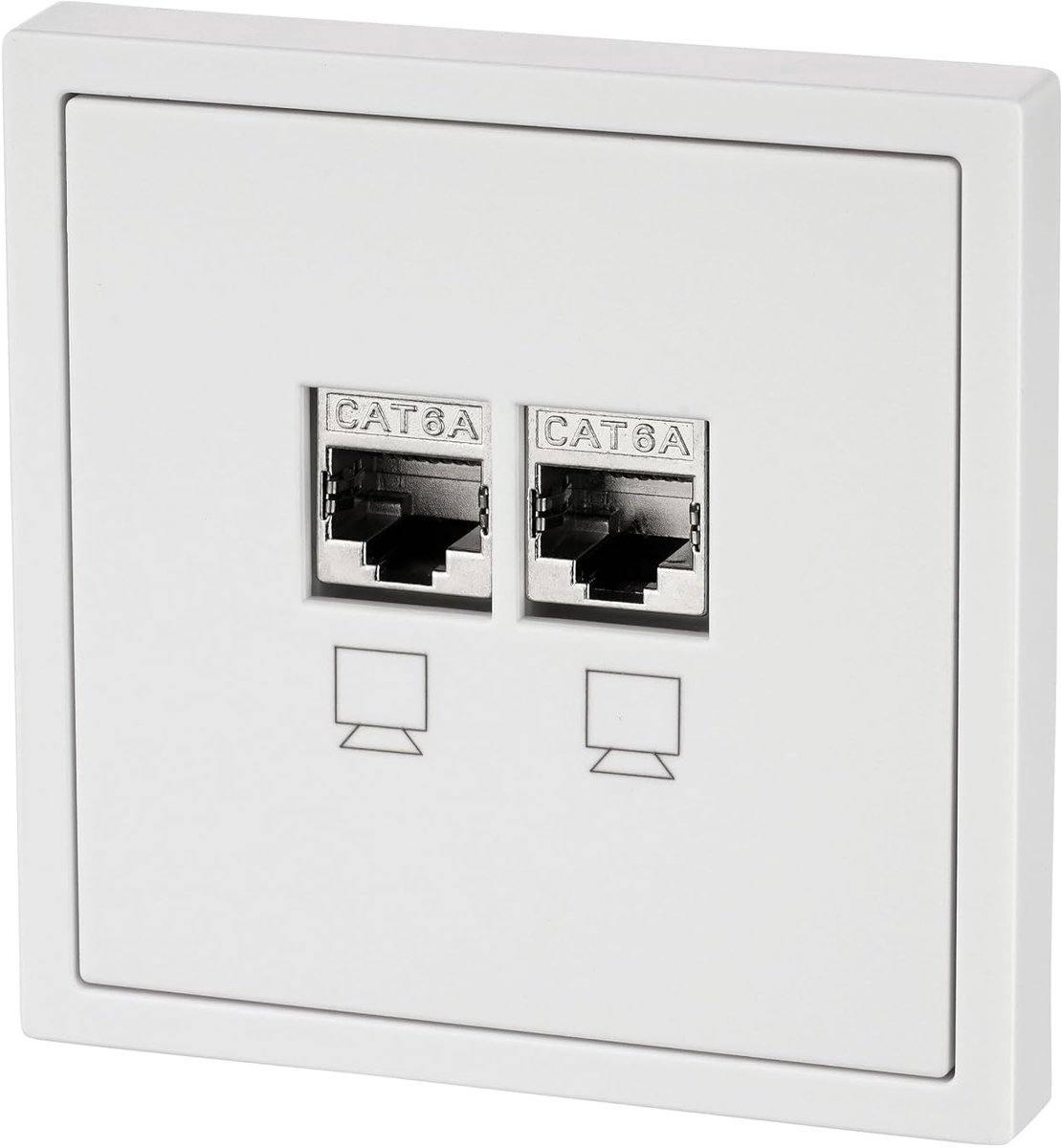 Inbouwdesign netwerkdoos CAT.6 2-voudig, All-in-One, serie V11, wit - ShopVlot