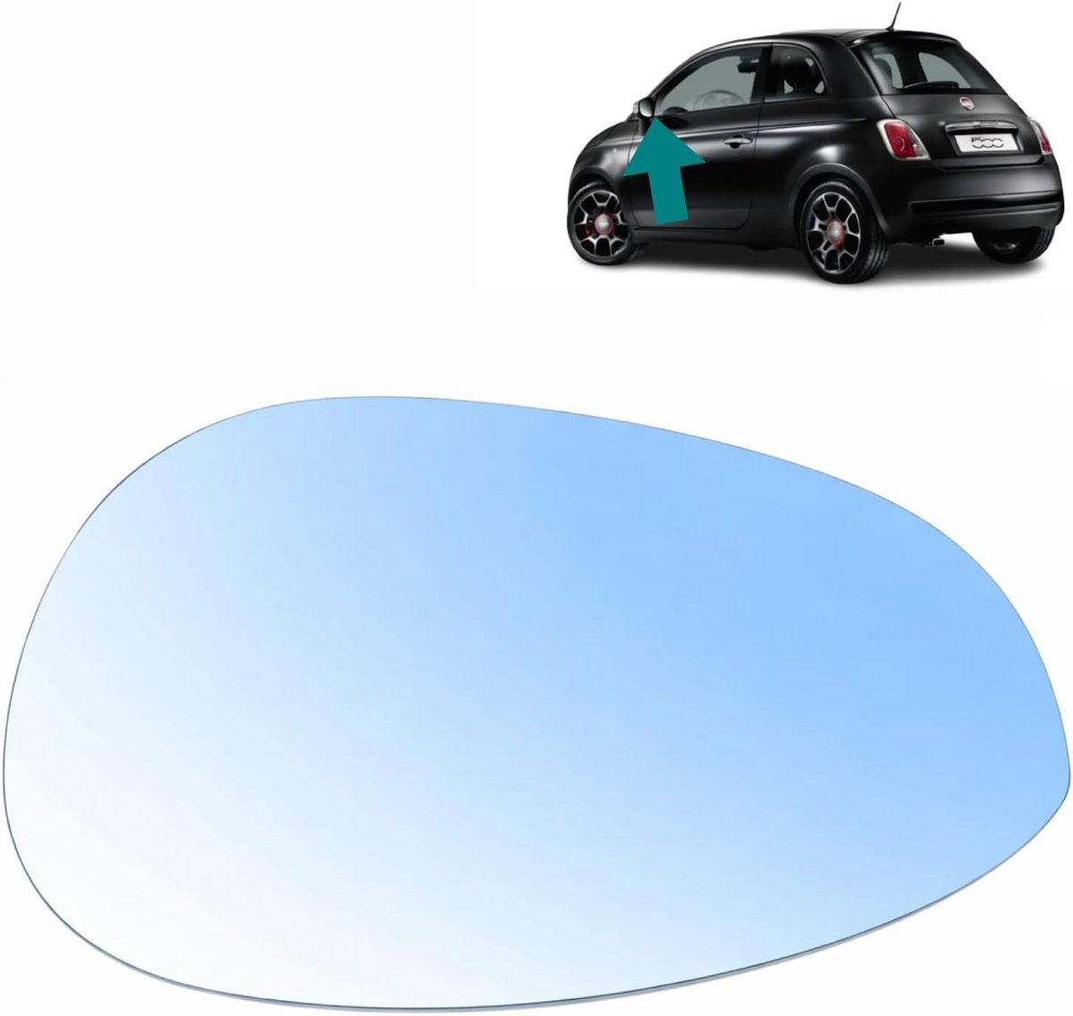 Outside mirror ice with holder and heater (defroster) for driver side (left), compatible with Fiat 500 Grande Punto - ShopVlot