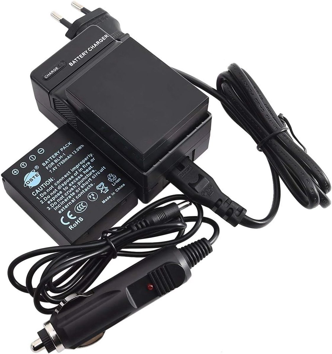 DSTE 2-Pack BLH-1 Replacement Battery and DC166E Travel Charger Compatible with Olympus BLH1 EM1 E-M1 Mark II E-M1-2 - ShopVlot