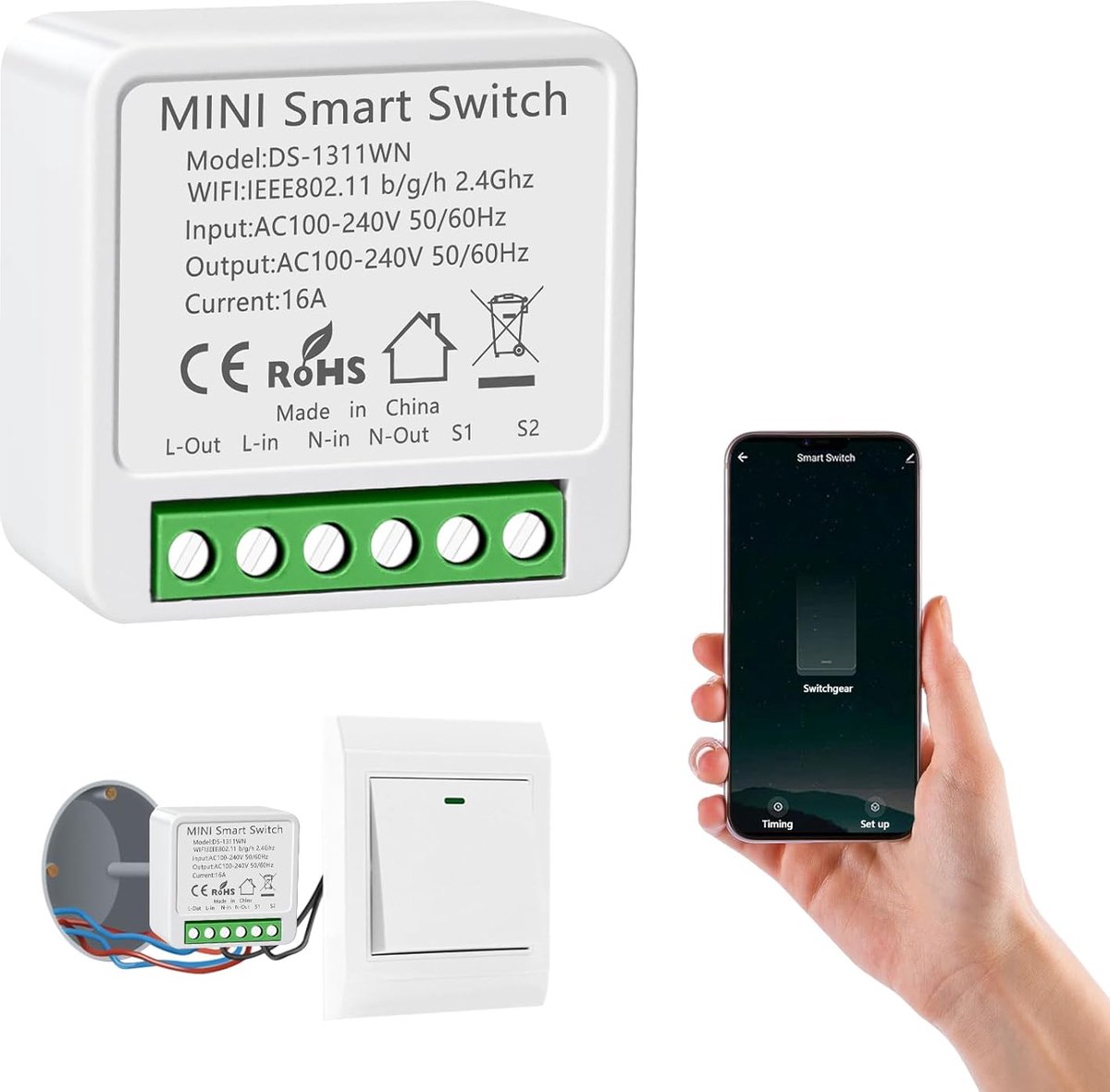 1 Piece Alexa Light Switch, Smart Home, WiFi Module, Voice Control/Timer, Mini Smart Home, Compatible Alexa - ShopVlot
