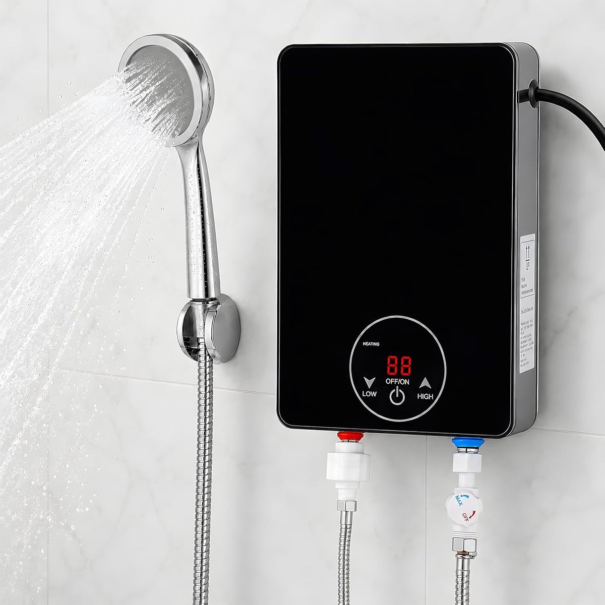 Electric Flow-Through Water Heater, 6000 W, 220 V, Mini Under Sink Water Heater with LED Display, Water Heater for - ShopVlot