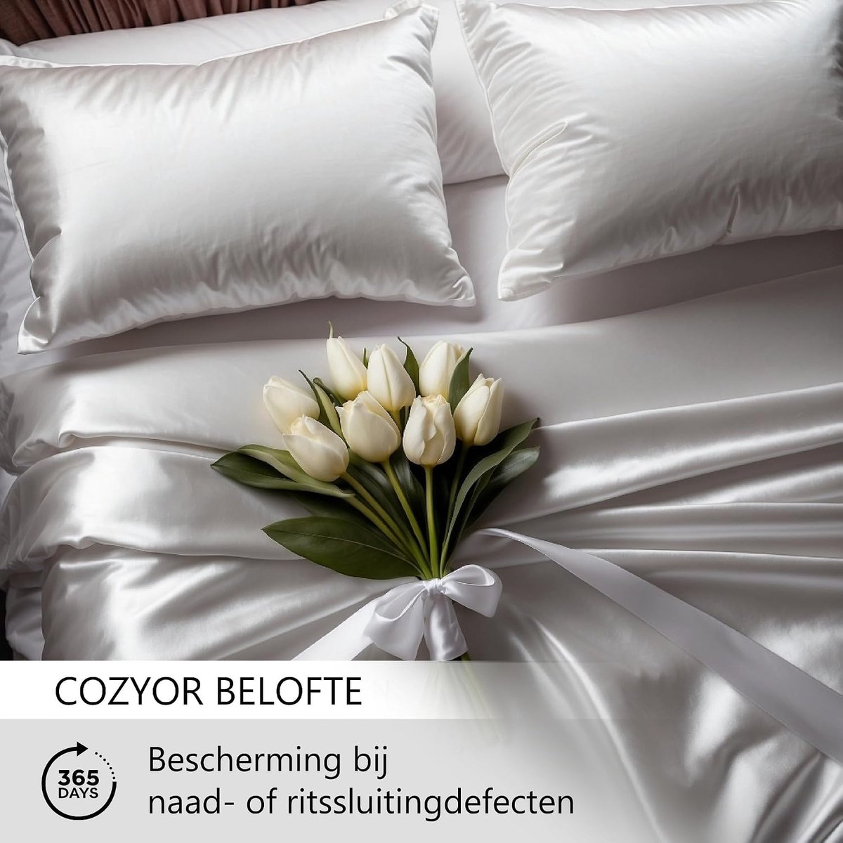 Cozyor Satin bed linen, 155 x 200 cm, extra thick and soft, with robust zip, 1 x duvet cover 155 x 200 cm, 2 x - ShopVlot