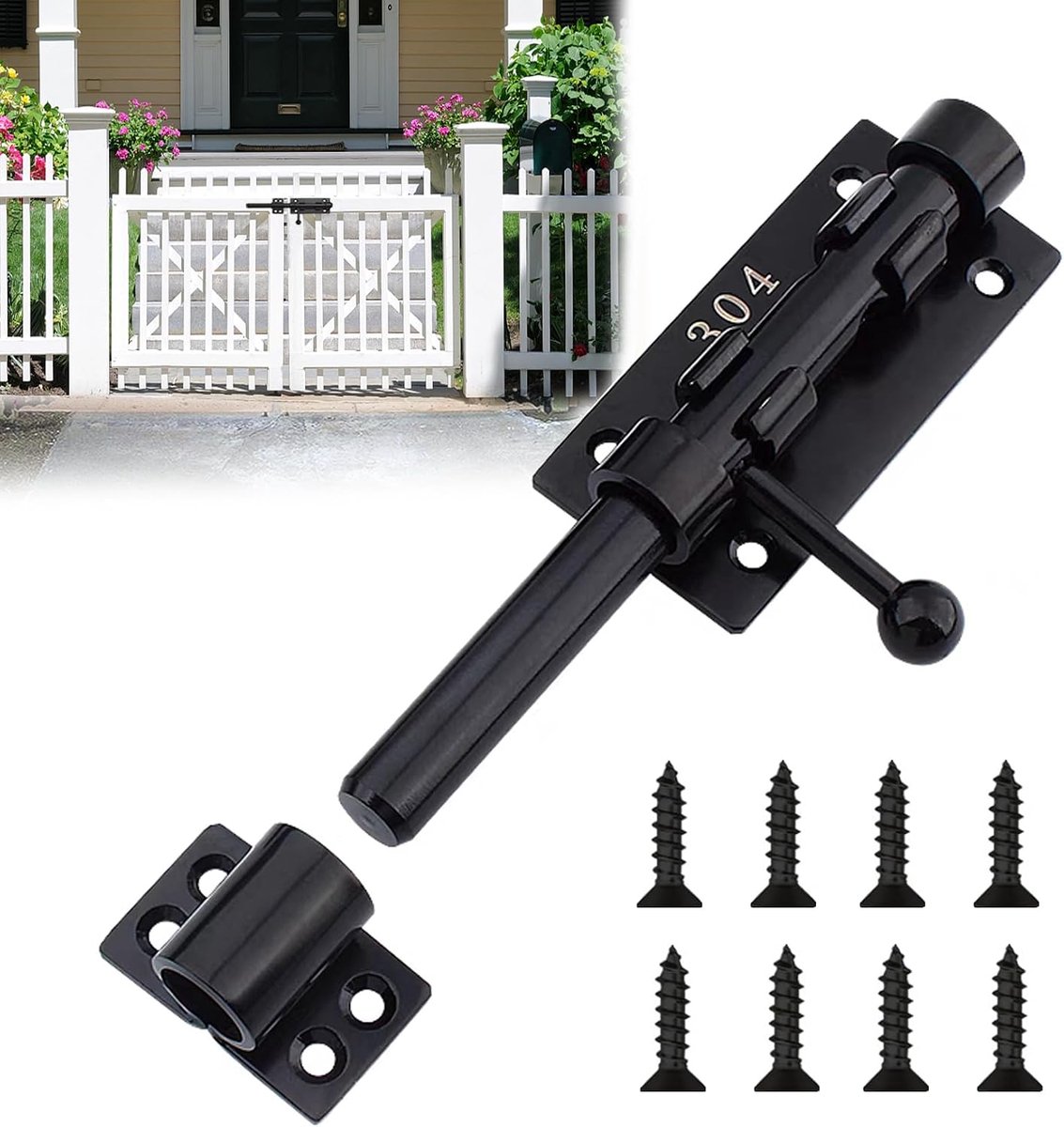 Deurslot 14mm - 304 roestvrij staal - zwart met padlock - duurzame bescherming voor tuin en huis - ShopVlot