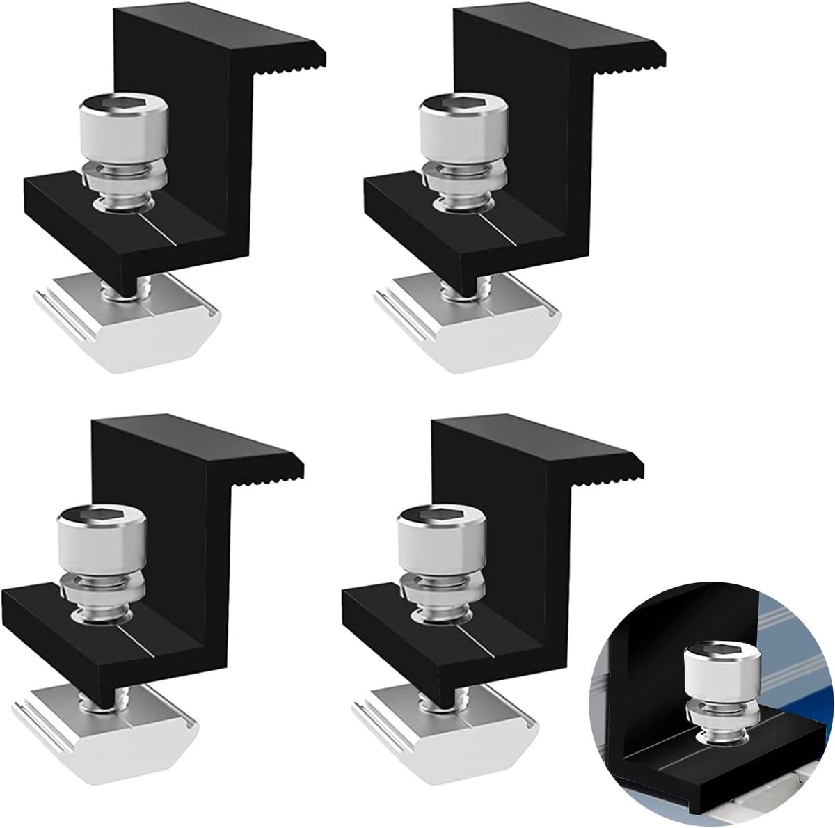 Solar panel houder set 30mm - zwart aluminium - inclusief schroefverbinding - ideaal voor campers - ShopVlot