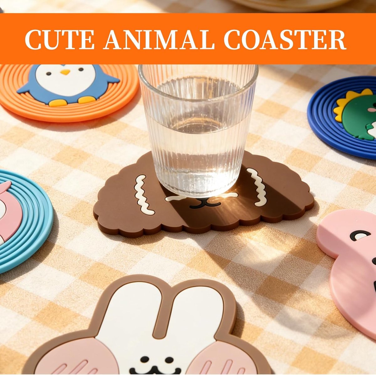 Coaster set 8 delig - schattige dieren - PVC - hittebestendig en waterafstotend - ShopVlot