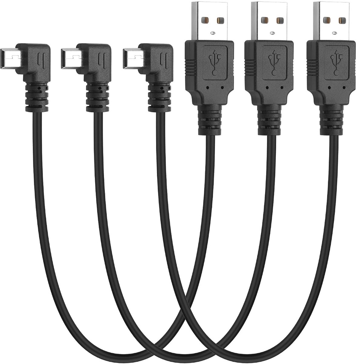 Mini USB kabel 0.3 m - 90 graden - 3 stuks - Dataoverdracht en opladen voor dashcam - ShopVlot