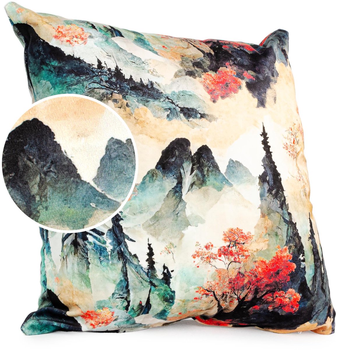 ANRO Zwarte Woud Sierkussen 50x50 cm - Velours - Inclusief vulling Multicolor