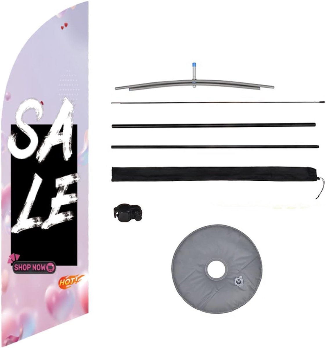Beachvlag S-A-L-E 2.6m - Polyester met stand - Waterproof en kleurvast - Ideaal voor promotie - ShopVlot
