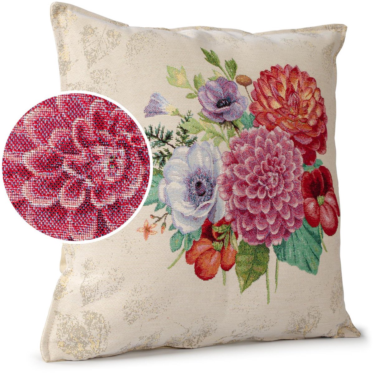 ANRO Sierkussen Boeket 45x45cm – Jacquard Gobelin Inclusief Vulling Bank Woonkamer Decoratief