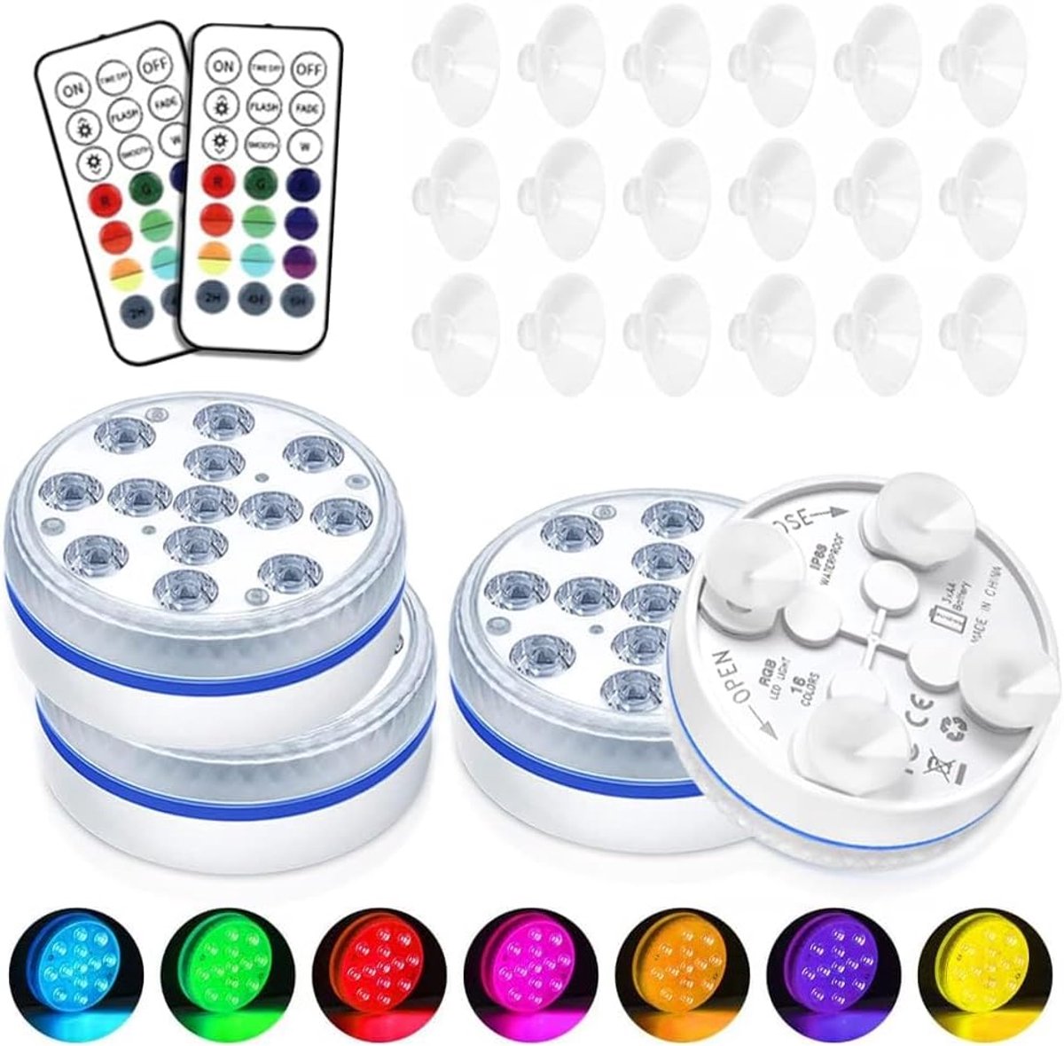 Onderwater LED licht 4 stuks - 16 RGB kleuren - IP68 waterdicht - sfeervolle verlichting voor zwembad - ShopVlot