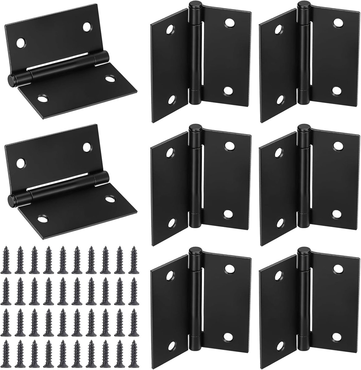 Zwarte Scharnieren Inklapbaar 50x39mm - Roestvrij Staal - 8 Stuks - Geschikt voor Kasten en Deuren - ShopVlot