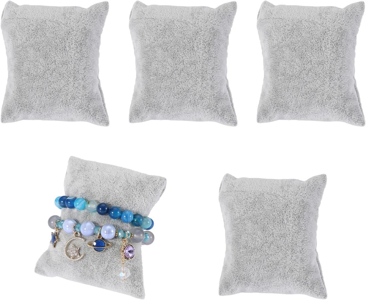 Sieradenkussen Grijs - Velvet Bracelet Pillow - Elegant ontwerp - Perfect voor sieradenopslag - ShopVlot