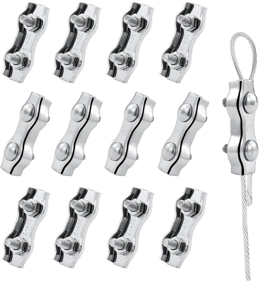 Kabelclips set 13 stuks - 3mm roestvrij staal - stevige kabelbevestiging - ideaal voor kledinglijn - ShopVlot