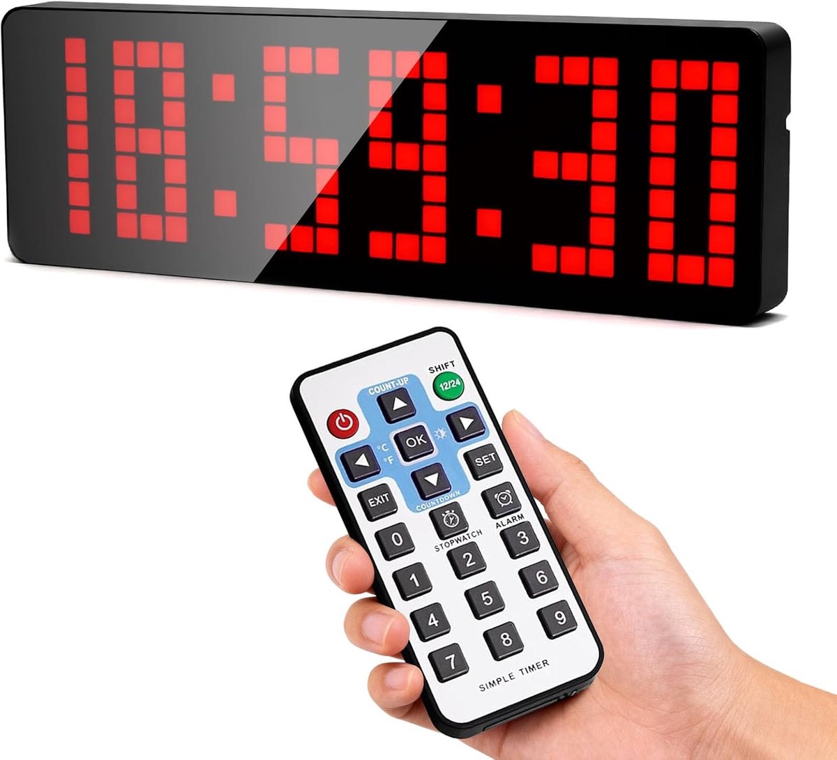 Fitness timer 13,2 inch LED - digitale wandklok - met terugtelfunctie - ideaal voor trainingen - ShopVlot