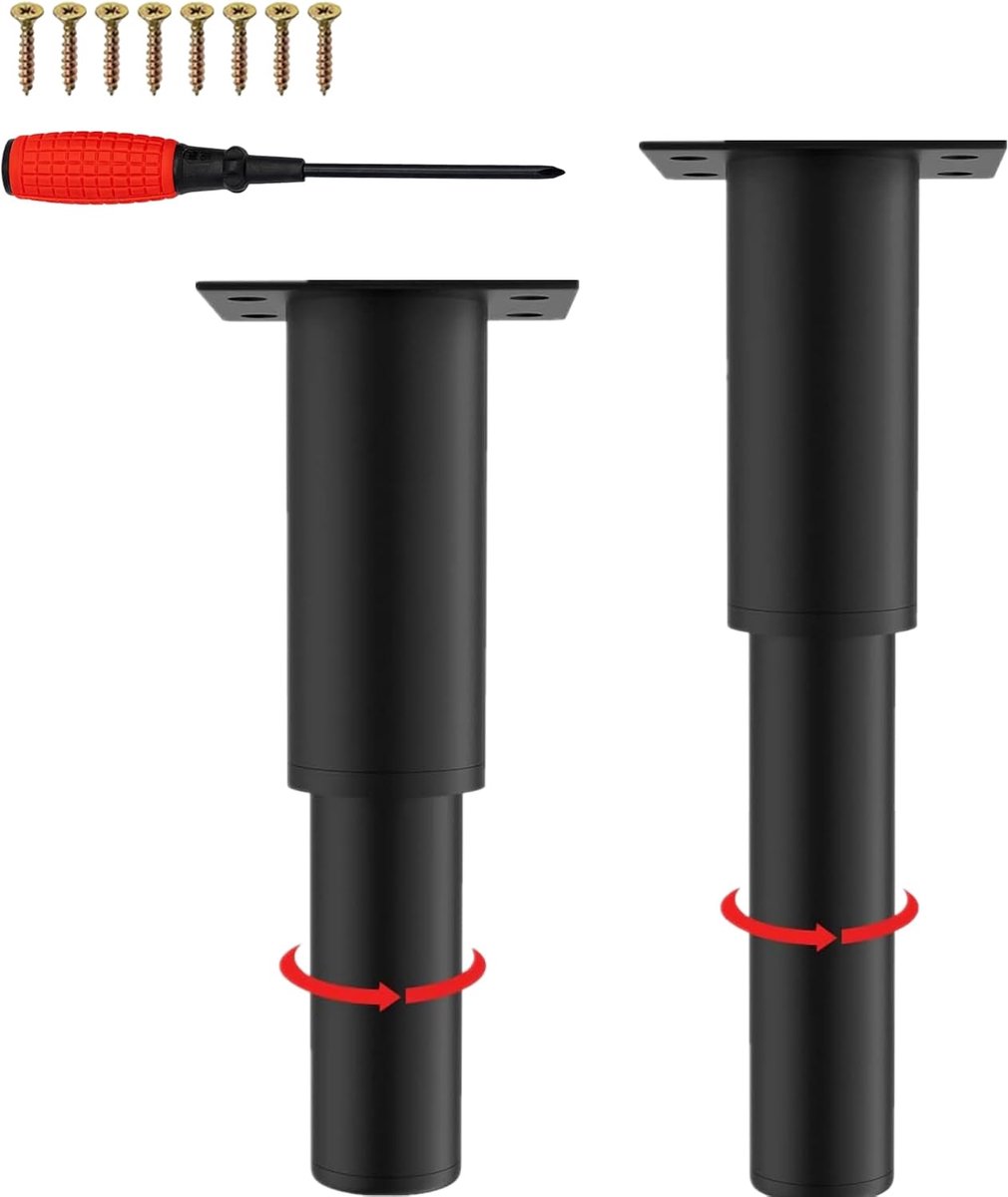 Verstelbare meubelpoten - Metalen poten 12-20 cm - 800 kg draagvermogen - Ideaal voor sofa, tafel en stoel - ShopVlot