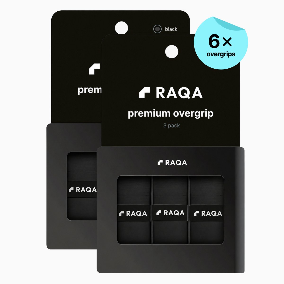 Raqa® Padel Overgrip zwart – Premium Padel Grip – 6x Padel Grips – 2-Pack Voordeelpack – Extra Plakkerig