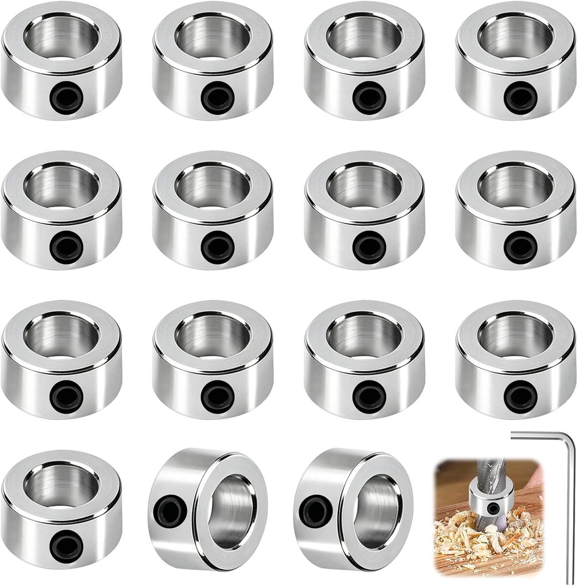 Stellringen 15 stuks klemring 8 mm binnen stelring borgring - Diepteaanslag voor boormachine, borgringen met 1 - ShopVlot