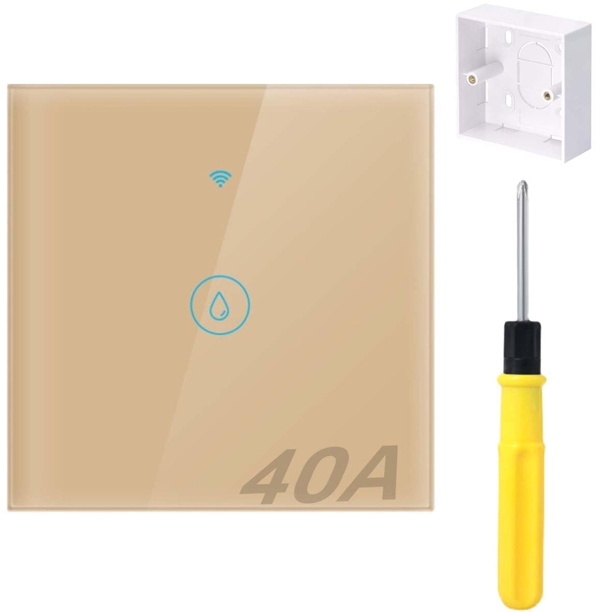 Intelligent Thermal Switch, 8000 W, 40 A, 8000 W, Timer Switch for Water Heater, Compatible with Smart Life (Gold) - ShopVlot