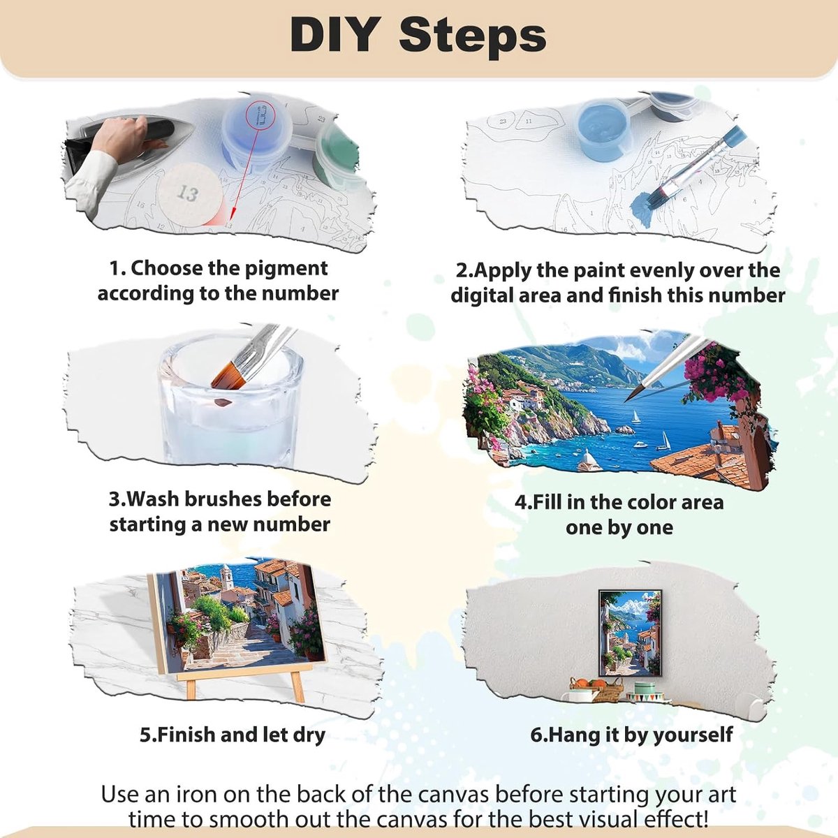 Schilderen op nummer set - Straatlandschap DIY canvas - Inclusief acrylverf en kwasten - Voor volwassenen en beginners - ShopVlot