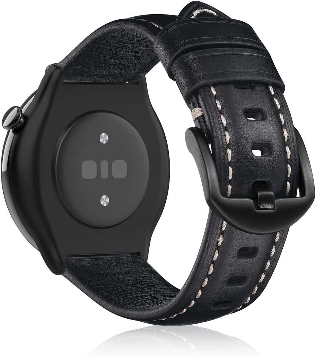 Leren Horlogeband 20mm - Zwart - Vervangbare Band voor Amazfit - Verhoogt Comfort en Stijl - ShopVlot