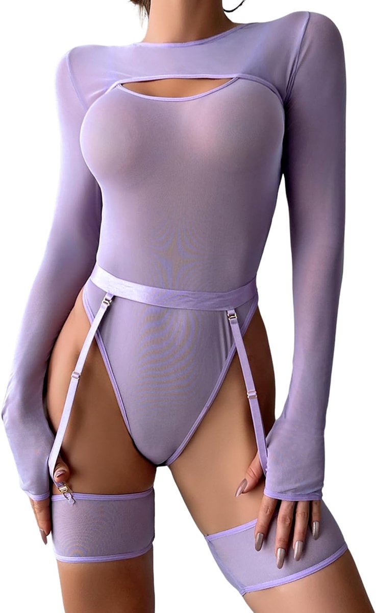 Lace bodysuit met dijbanden - sexy teddy ondergoed - verleidelijke uitstraling - perfect voor speciale avonden - ShopVlot