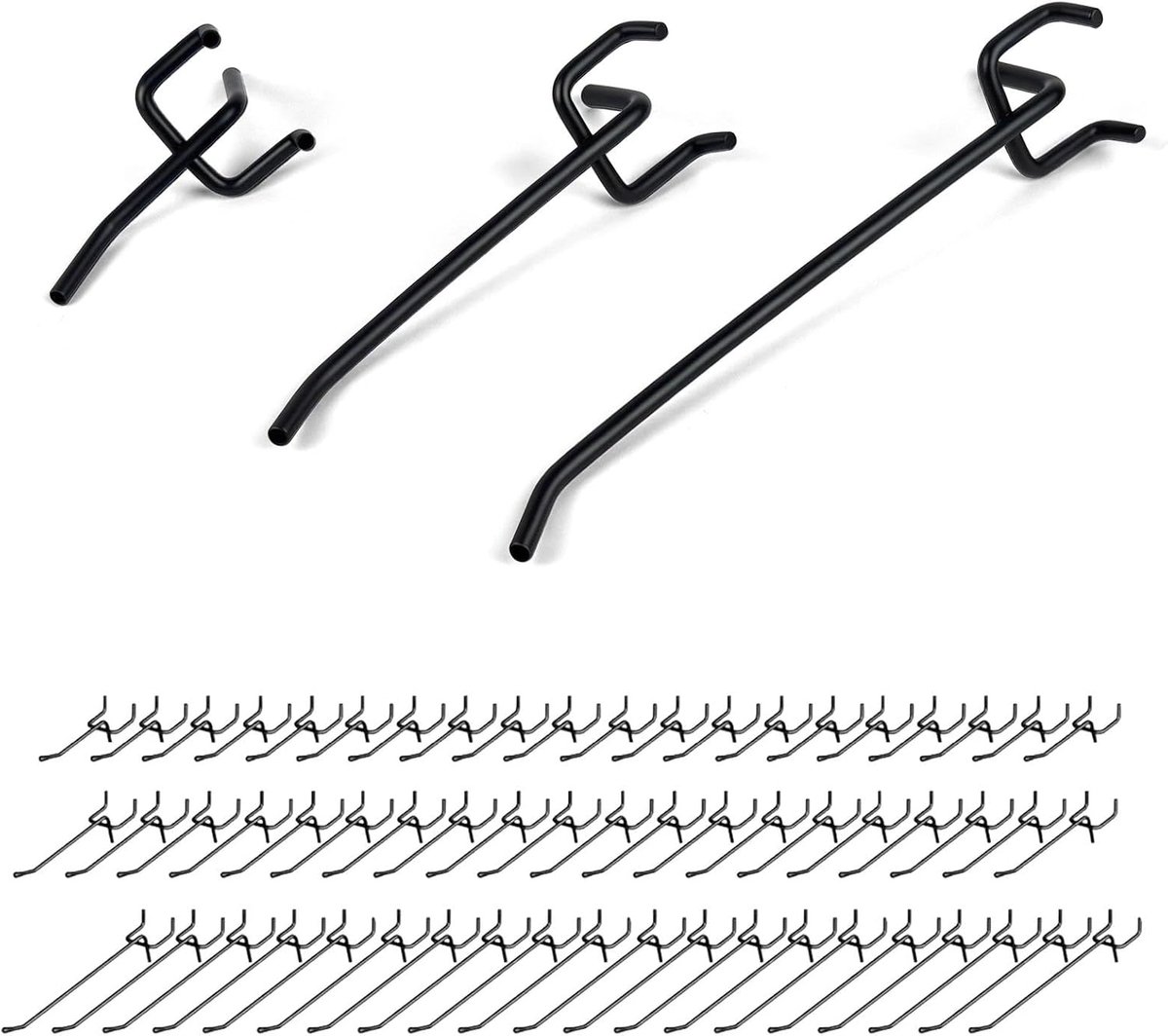 Gatenwandhaken 60 stuks - zwarte haken 5/10/15 cm - roestbestendig ijzer - ideaal voor werkplaats en huishouden - ShopVlot