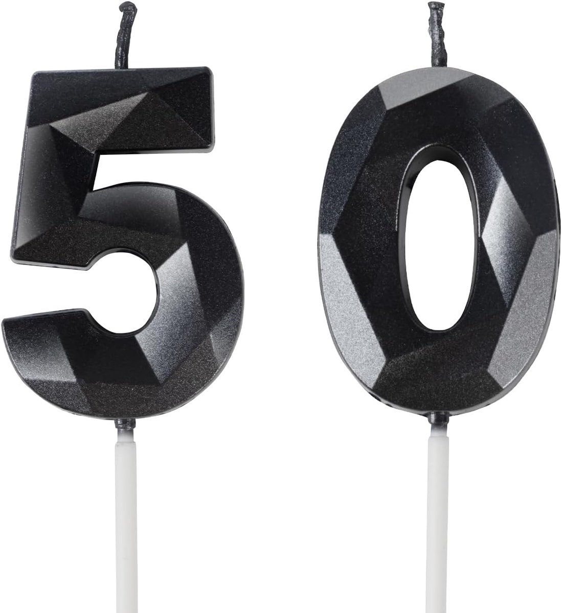 Verjaardagskaarsen 50 - Zwarte cijfers 5 en 0 - Cake topper decoratie - Perfect voor verjaardagen en jubilea - ShopVlot