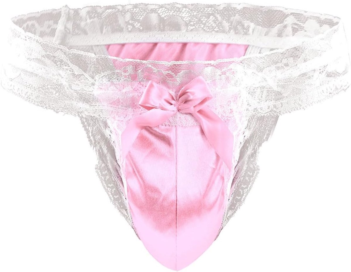 Heren Thong Ondergoed - Roze Satijnen G-String - Ademend en Comfortabel - Perfect voor Sport - ShopVlot
