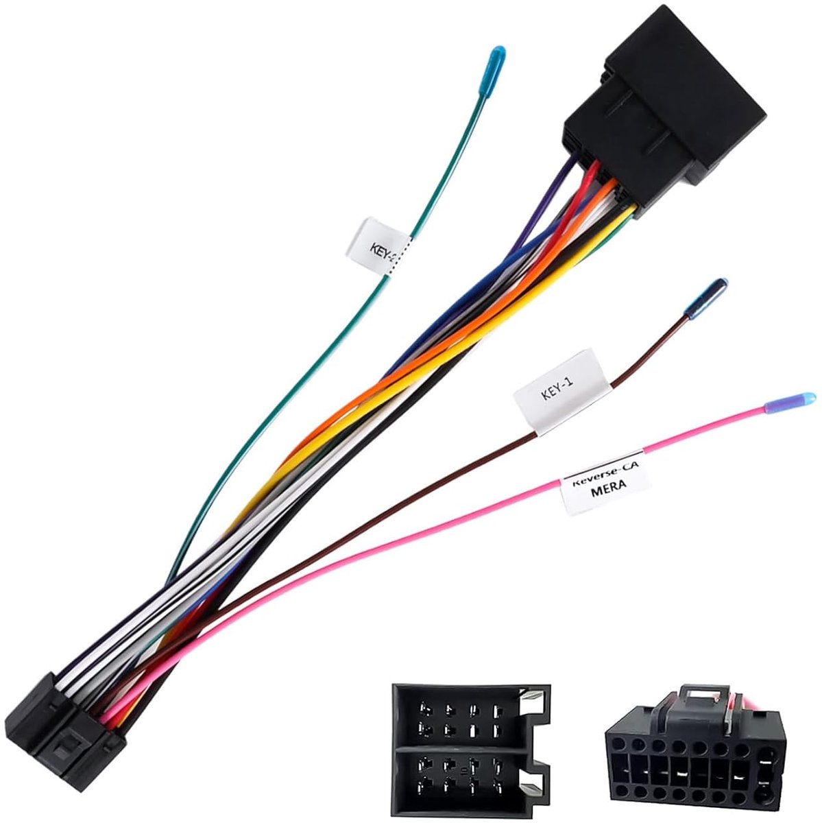16-pins ISO adapter kabel - standaard aansluiting - met stuurbediening en achteruitrijd lijn - eenvoudig te installeren - ShopVlot