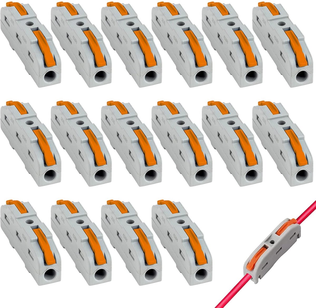 Kabelconnectoren 16 stuks - Snelle aansluitingen - Vlamvertragend koper - Ideaal voor flexibele kabels - ShopVlot