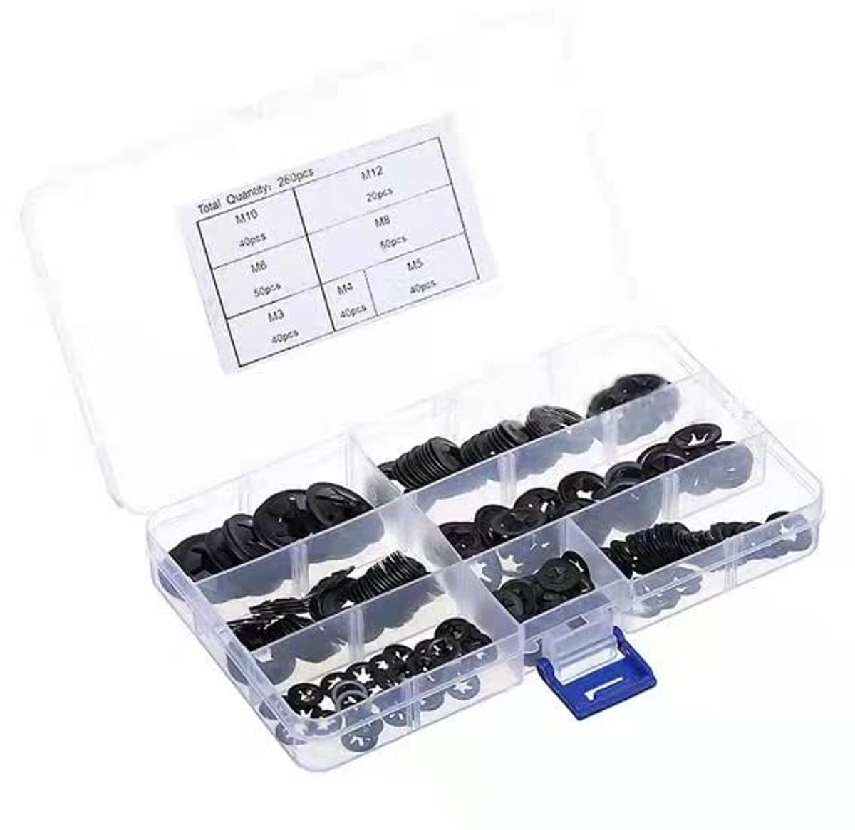 Snelsluitringen 280pcs M3 M4 M5 M6 M8 M10 M12 - 65 manganese staal - sterk en duurzaam - ideaal voor bevestigen - ShopVlot