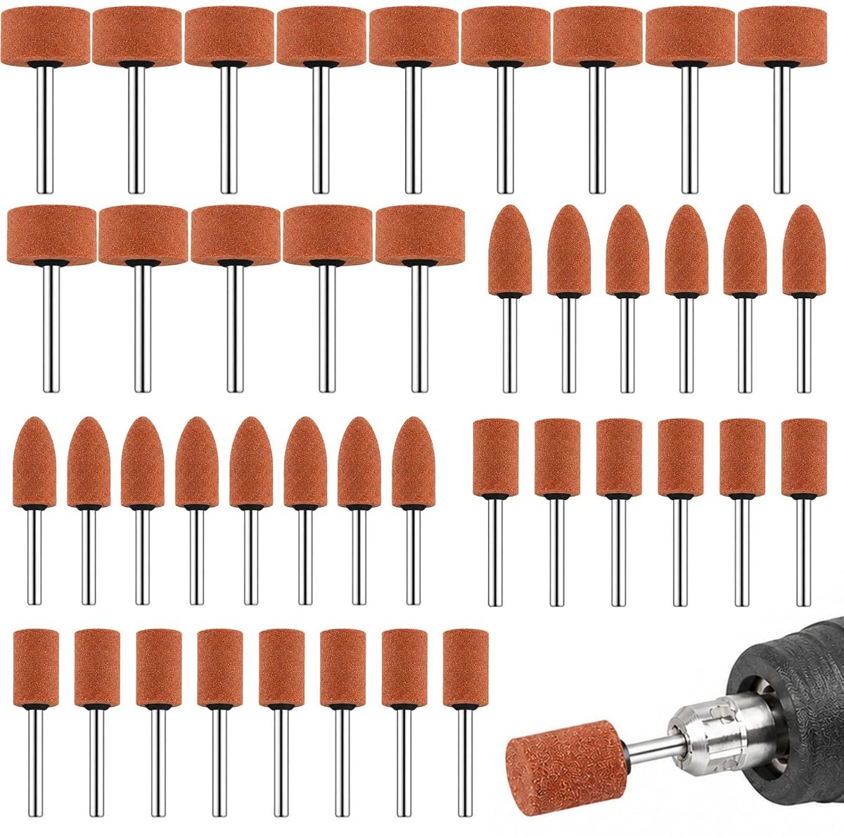 Slijpschijven gemonteerd 42 stuks - 1/8 inch schacht - diamantmateriaal - ideaal voor polijsten en slijpen - ShopVlot