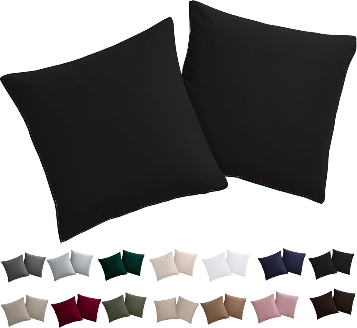 Kussenhoezen 40 x 40 cm - Zwart microvezel - Non-iron en kreukvrij - Comfortabel en duurzaam - ShopVlot