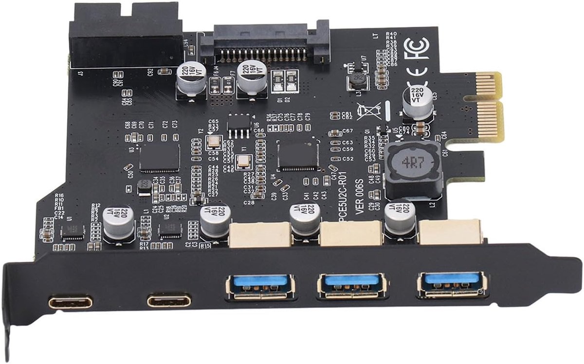 PCIe USB 3.2 kaart - 20Gbps - 5 poorten - ideaal voor desktop PC - ShopVlot