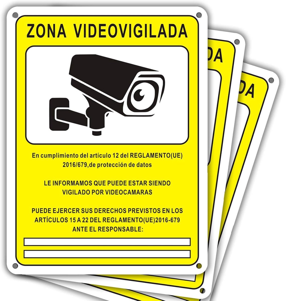 Bord voor videobewaking 15 x 20 cm - PVC - Zelfklevend en voorgeboord - Veiligheid voor binnen en buiten - ShopVlot