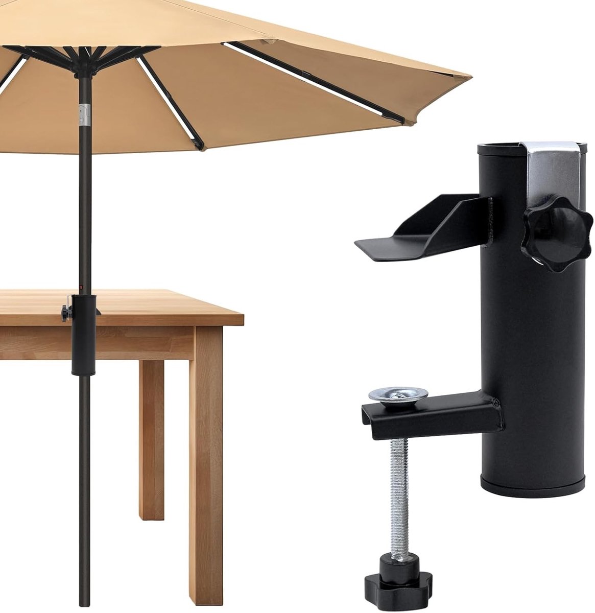 Parasolhouder - Zwart - 14,2 cm - Metalen Klem voor Balkonleuningen - Voor Terrassen en Evenementen