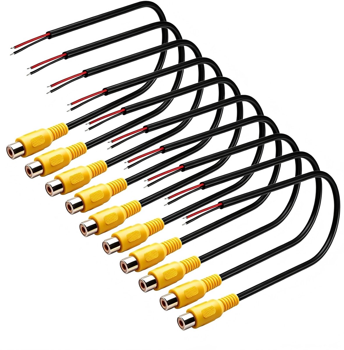 Solidchoice - Set van 10 RCA Connectoren op Draad voor Audio en Video