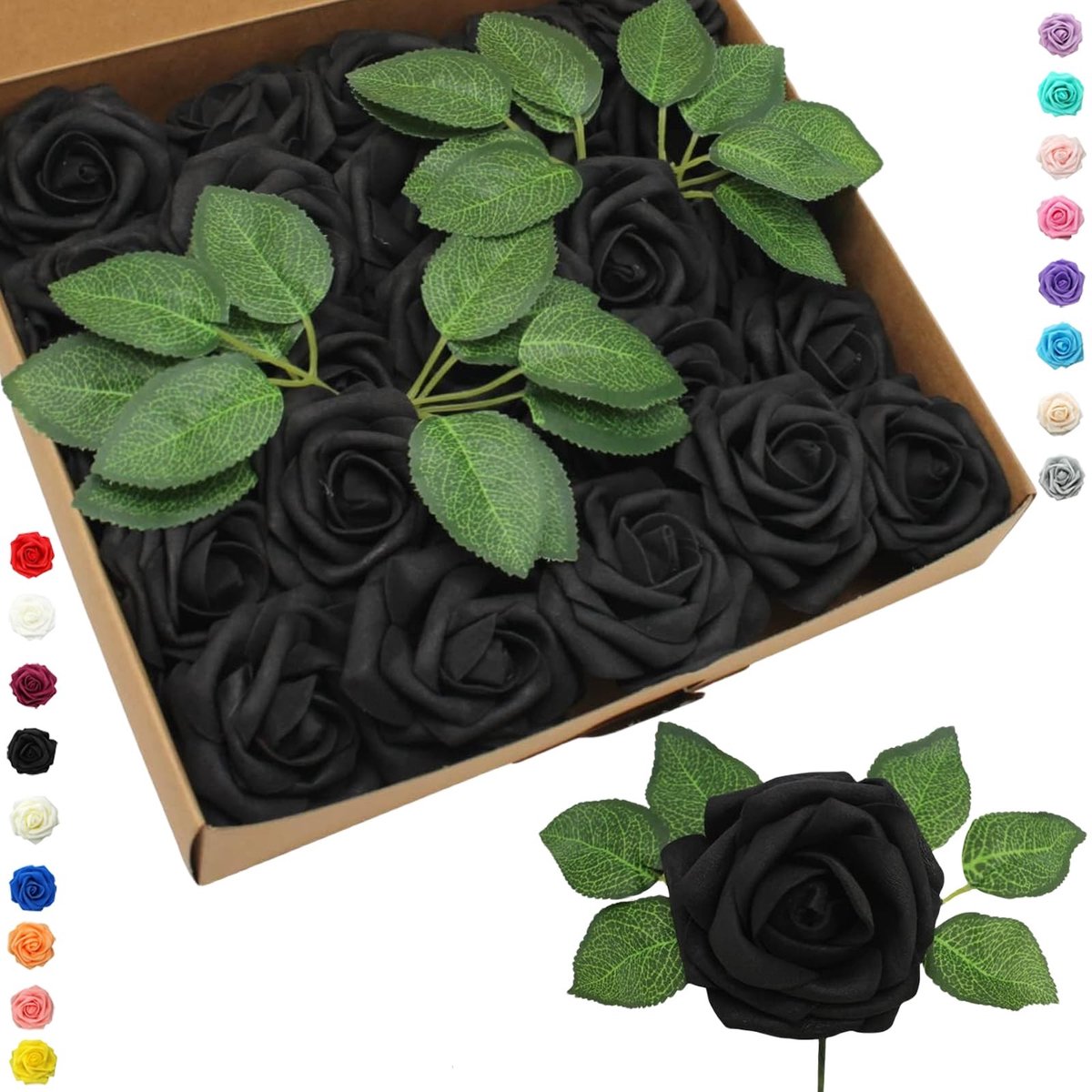 Solidchoice - 25 Stuks Kunstmatige Zwarte Rozen voor Decoratie