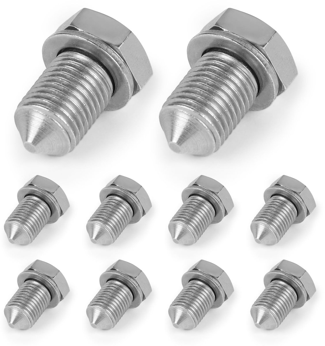 Set van 10 olieafvoerschroeven met afdichtring, M14 x 1.5, perfect voor VW Audi Seat Skoda, geschikt voor motorolie en brandstofsystemen