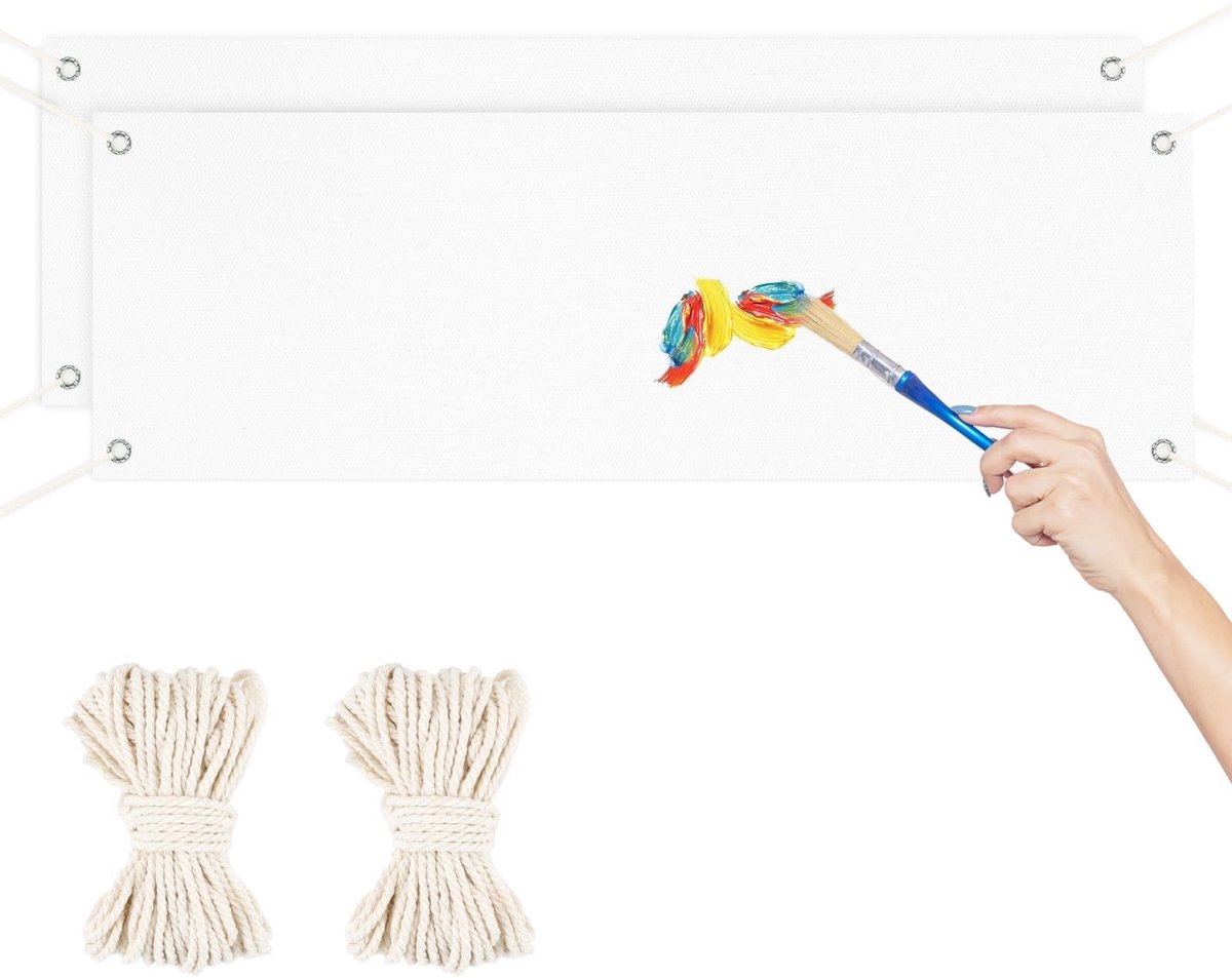 Solidchoice - Set van 2 Blanko Banners voor DIY Ontwerp 180 x 60 cm met Oogjes