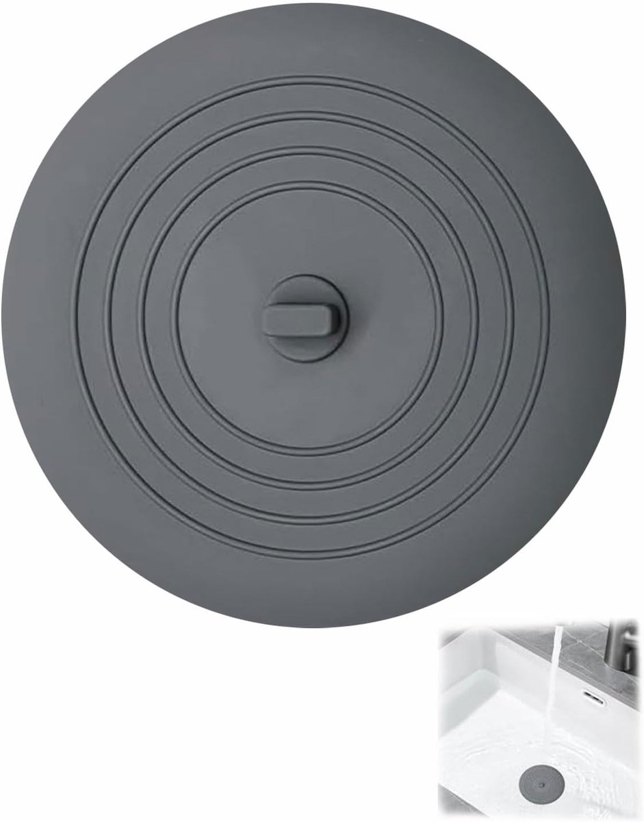 Afvoerstoppen silicone - grijs - voor alle afvoerbuizen - voorkomt verstoppingen - ShopVlot