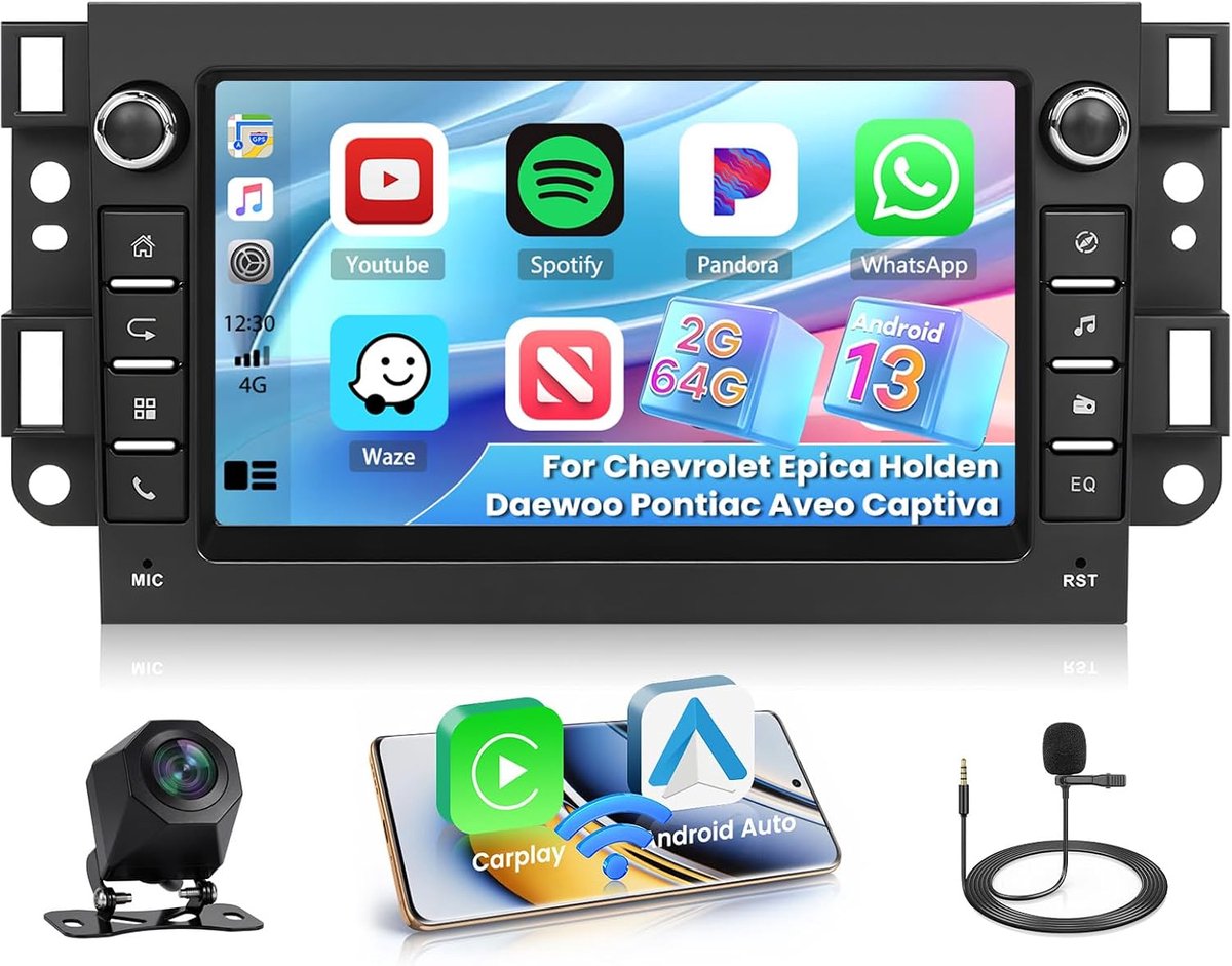 Auto radio 7 inch - 2G+64G - draadloze CarPlay - Android navigatie met achteruitrijcamera - ShopVlot