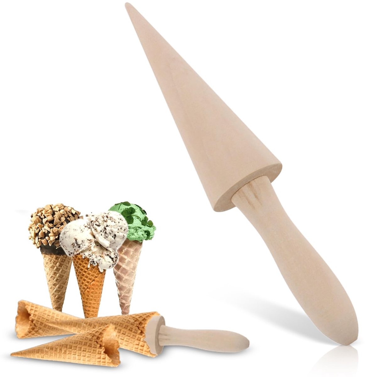 Solidchoice - Houten Pizzelle Cone Mould voor Wafelijzers